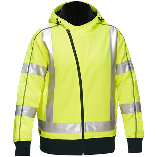 Bisley&reg; X-Back Women's Contoured Full Zip Hooded Sweatshirt with Sherpa Lining, X-Large, High Visibility Lime-Yellow Les Fournitures Industrielles Méga