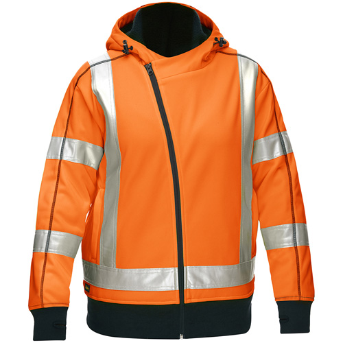 Bisley&reg; X-Back Women's Contoured Full Zip Hooded Sweatshirt with Sherpa Lining, X-Large, High Visibility Orange Les Fournitures Industrielles Méga