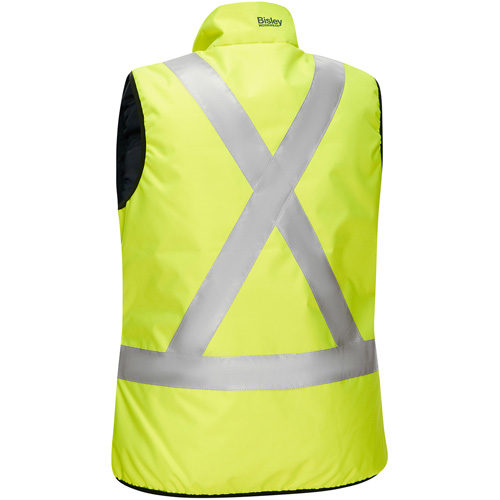 Veste bouffante, enveloppante et r&eacute;versible avec X au dos Bisley pour femmes, Jaune lime haute visibilit&eacute;, Petit, Polyester Les Fournitures Industrielles Méga
