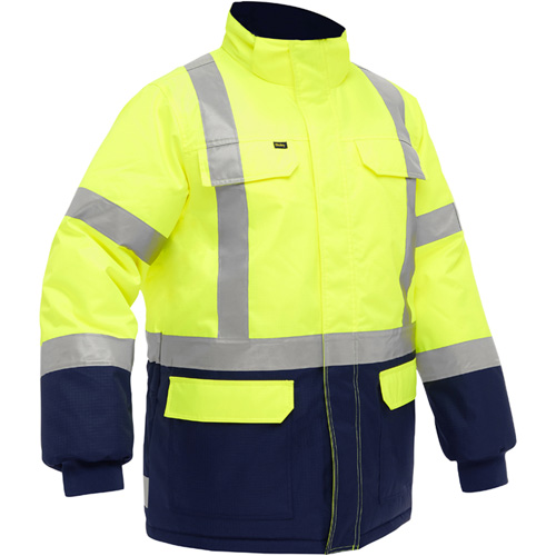 Bisley&reg; X-Back Extreme Cold Jacket with Navy Bottom, Polyester, High Visibility Lime-Yellow, Small Les Fournitures Industrielles Méga