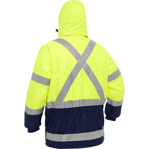 Bisley&reg; X-Back Extreme Cold Jacket with Navy Bottom, Polyester, High Visibility Lime-Yellow, Small Les Fournitures Industrielles Méga