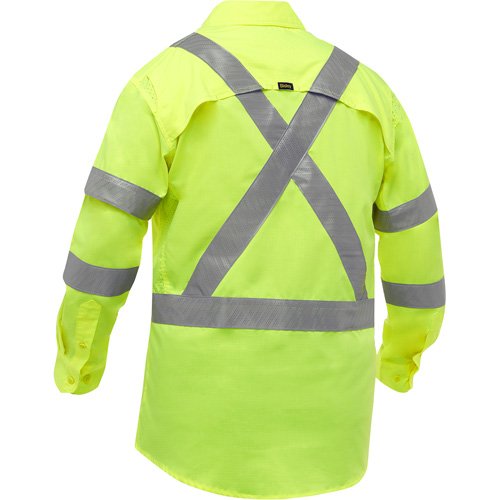 Chemise de travail &agrave; manches longues et X au dos Bisley avec X-Airflow, Poly-coton, Petit, Jaune lime haute visibilit&eacute; Les Fournitures Industrielles Méga