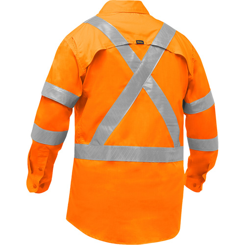 Chemise de travail &agrave; manches longues et X au dos Bisley avec X-Airflow, Poly-coton, Petit, Orange haute visibilit&eacute; Les Fournitures Industrielles Méga