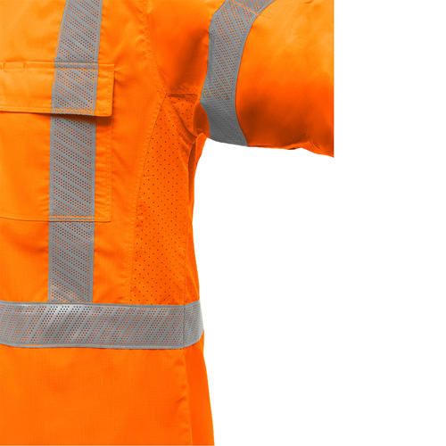 Chemise de travail &agrave; manches longues et X au dos Bisley avec X-Airflow, Poly-coton, Petit, Orange haute visibilit&eacute; Les Fournitures Industrielles Méga