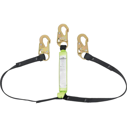 SA-64000-4 Shock Absorbing Lanyard, 4', Snap Hook Center, Snap Hook Leg Ends, Polyester Les Fournitures Industrielles Méga