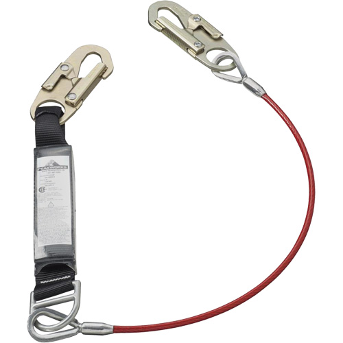 SA-5500-4 Shock Absorbing Lanyard, 4', Snap Hook Center, Snap Hook Leg Ends, Galvanized Steel Les Fournitures Industrielles Méga