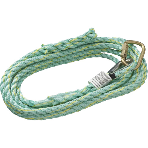 VL-1115-25 Vertical Lifeline Rope with Anchor End Carabiner & Trailing End Back Splice, Copolymer Les Fournitures Industrielles Méga