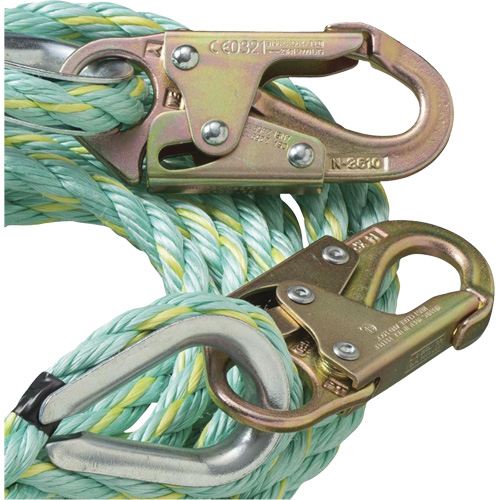 VL-1122-100 Cordage de s&eacute;curit&eacute; vertical avec crochet mousqueton d'ancrage, Copolym&egrave;re Les Fournitures Industrielles Méga