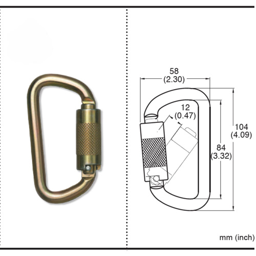 CP-03015-2 Zinc Plated Carabiner with 3/4" Gate Opening, Steel Les Fournitures Industrielles Méga