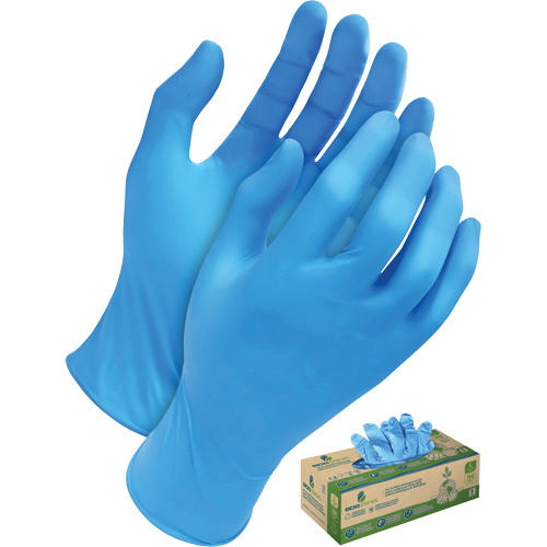 Gants jetables en tri polym&egrave;re, Petit, Poly&eacute;thyl&egrave;ne, 5 mils, Sans poudre, Bleu Les Fournitures Industrielles Méga
