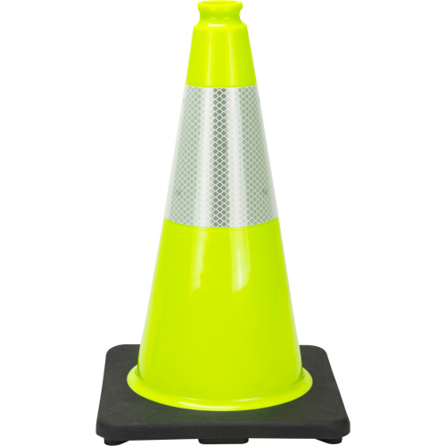 Premium Traffic Cone, 18", Lime Green, 6" Reflective Collar(s) Les Fournitures Industrielles Méga