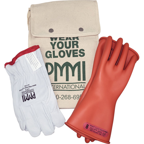 Ensemble de gants isolants en caoutchouc pour l'&eacute;lectricit&eacute;, ASTM classe 0, Taille 8, 11" lo Les Fournitures Industrielles Méga