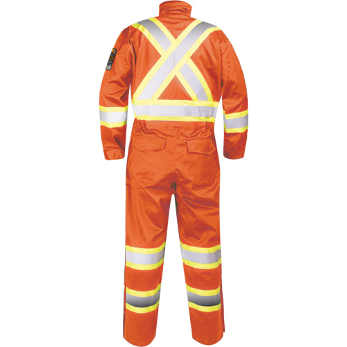 Fire-Resistant Coverall with High-Visibility Bands, Size Small, Orange Les Fournitures Industrielles Méga