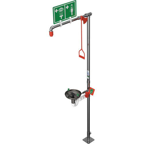 Douche combin&eacute;e avec cuvette ouverte en acier inoxydable et entr&eacute;e sup&eacute;rieure, Socle Les Fournitures Industrielles Méga