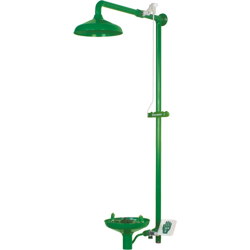 Douche combin&eacute;e pour laboratoire avec cuvette ouverte en ABS, Montage mural Les Fournitures Industrielles Méga