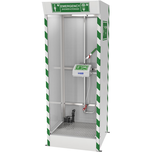 Emergency Cubicle Shower & Covered Eye & Face Wash with Sump Pump Les Fournitures Industrielles Méga
