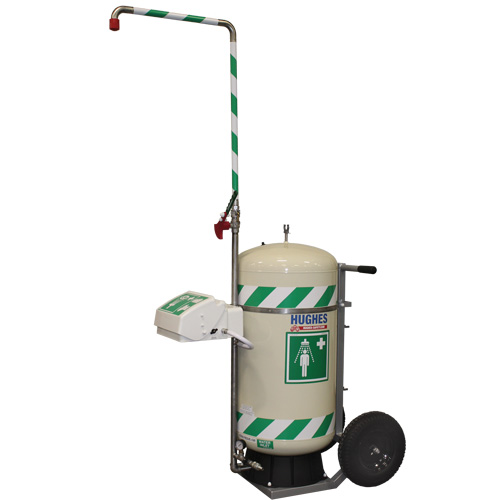 Douche d'urgence mobile et ind&eacute;pendant avec douche oculaire et faciale, Capacit&eacute; 30 gal., Conformit&eacute; Aucune Les Fournitures Industrielles Méga