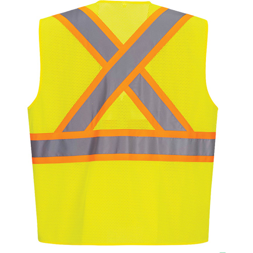 Veste de s&eacute;curit&eacute; &agrave; bandes contrastantes, Jaune lime haute visibilit&eacute;, Petit, Polyester Les Fournitures Industrielles Méga