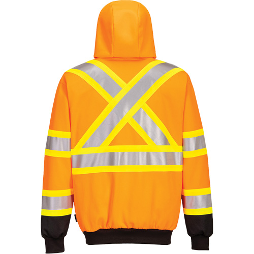 Contrast-Striped Safety Hoodie, Small, Black/High Visibility Orange Les Fournitures Industrielles Méga