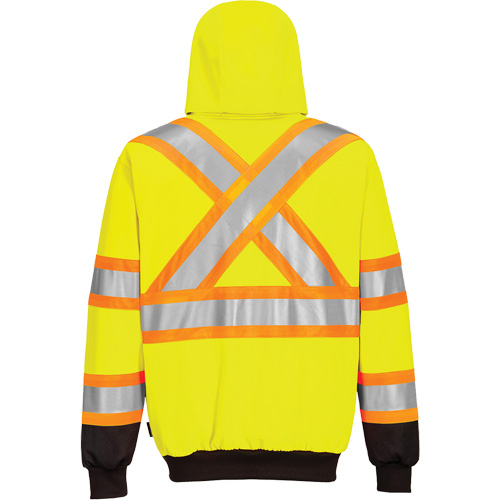 Contrast-Striped Safety Hoodie, Small, Black/High Visibility Lime-Yellow Les Fournitures Industrielles Méga