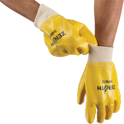 Gants &agrave; fini rugueux et r&eacute;sistants aux produits chimiques, Taille 9, 10" lo, PVC, Doublure en Interlock, 47-mil Les Fournitures Industrielles Méga