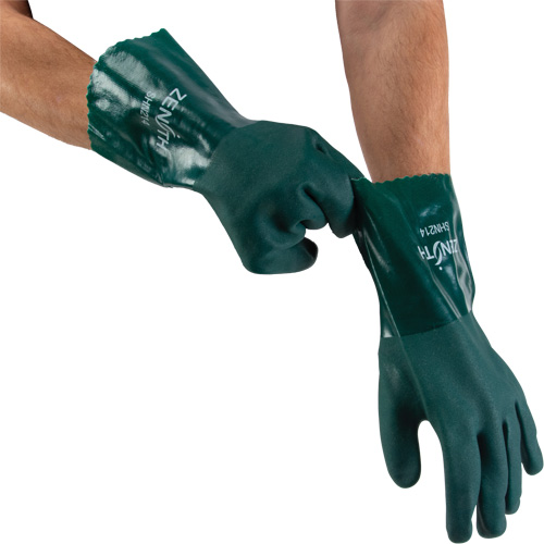 Gants verts &agrave; double enduit, 12" lo, PVC, Doublure en Jersey de coton, 70 mils Les Fournitures Industrielles Méga