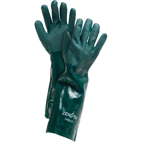 Gants verts &agrave; double enduit, 18" lo, PVC, Doublure en Jersey de coton, 70 mils Les Fournitures Industrielles Méga