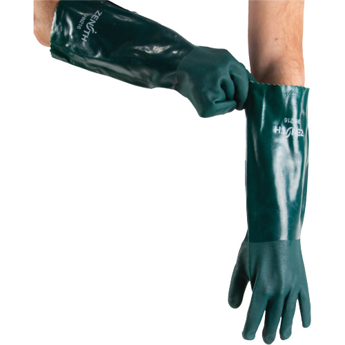 Gants verts &agrave; double enduit, 18" lo, PVC, Doublure en Jersey de coton, 70 mils Les Fournitures Industrielles Méga