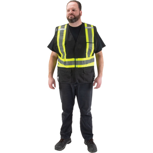 Veste d'arpenteur conforme aux normes de la CSA, Noir, Moyen, Polyester Les Fournitures Industrielles Méga