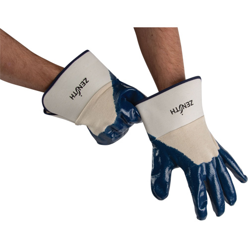 Gants &agrave; poignet de s&eacute;curit&eacute; de poids lourd, 11/2T-Grand, R&ecirc;vetement Nitrile, Enveloppe en Coton Les Fournitures Industrielles Méga