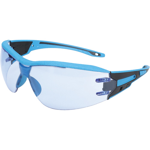 Lunettes de s&eacute;curit&eacute; sans monture Captain d&eacute;tectables par d&eacute;tecteur de m&eacute;taux, Lentille Bleu p&acirc;le, Antibu&eacute;e/Anti-&eacute;gratignures, ANSI Z87+/R&eacute;pond ou surpasse la norme CSA Z94.3 Les Fournitures Industrielles Méga