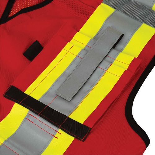 6678 Veste d'arpenteur antimicrobienne haute visibilit&eacute; avec dos en maille, Rouge, Petit, Polyester Les Fournitures Industrielles Méga