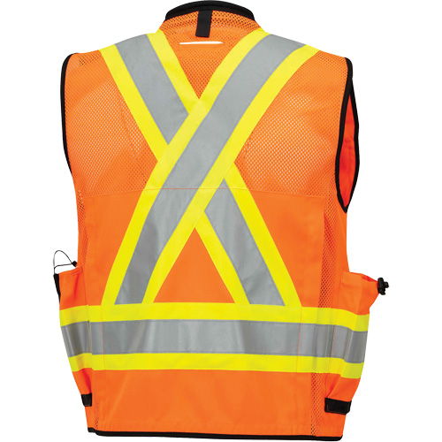 6680 Veste d'arpenteur antimicrobienne haute visibilit&eacute; avec dos en maille, Orange haute visibilit&eacute;, Petit, Polyester Les Fournitures Industrielles Méga