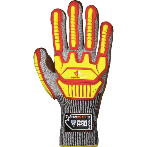 Gants antichocs TenActiv STAGBLPVB, T-Grand, Paume en Cuir de vache, Poignet Poignet en tricot Les Fournitures Industrielles Méga