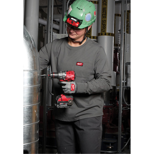 GRIDIRON Long Sleeve Pocket T-Shirt, Women's, X-Small, Grey Les Fournitures Industrielles Méga