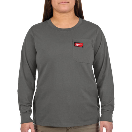 GRIDIRON Long Sleeve Pocket T-Shirt, Women's, X-Small, Grey Les Fournitures Industrielles Méga