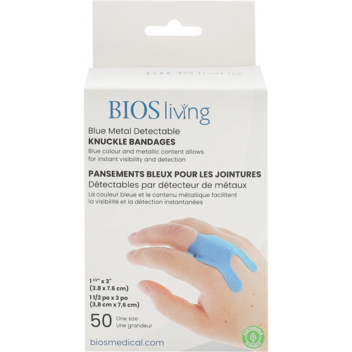 Blue Bandages, Knuckle, 3", Fabric Metal Detectable, Sterile Les Fournitures Industrielles Méga