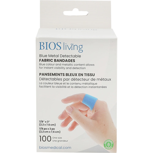Bandages bleus, Rectangulaire/carr&eacute;e, 3", Tissu d&eacute;tectable, St&eacute;rile Les Fournitures Industrielles Méga