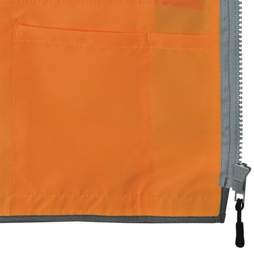 Veste de s&eacute;curit&eacute; pour arpenteur Pioneer avec fermeture &agrave; glissi&egrave;re et dos en maille, Orange haute visibilit&eacute;, Petit, Polyester Les Fournitures Industrielles Méga
