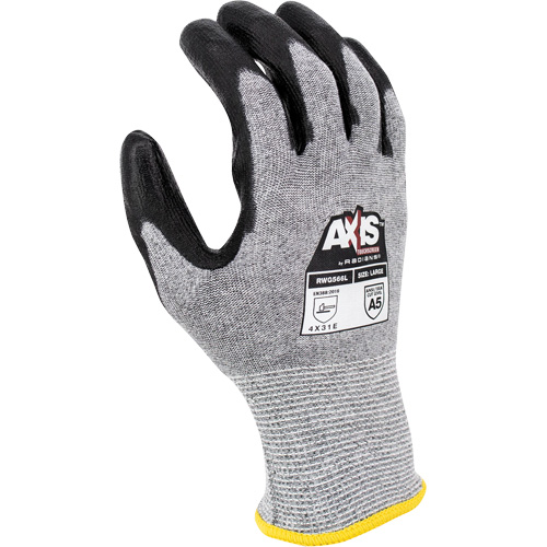 Gants de travail r&eacute;sistants &agrave; la coupe, compatibles avec &eacute;crans tactiles RWG566 AXIS, Taille T-petit, Calibre 18, Rev&ecirc;tement Polyur&eacute;thane, Enveloppe en Acier inoxydable/PEHP, ASTM ANSI niveau A5/EN 388 niveau E Les Fournitures Industrielles Méga