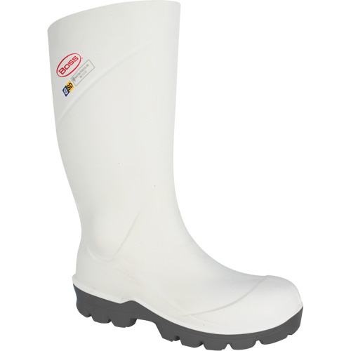 Boss&reg; Footwear Food Processing Boot, Polyurethane, Steel Toe, Size 4, Impermeable Les Fournitures Industrielles Méga