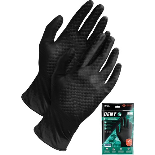 Gants jetables Deny, Petit, Nitrile, 6 mils, Sans poudre, Noir Les Fournitures Industrielles Méga