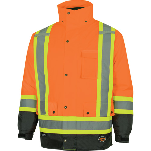 5056 Pioneer&reg; Yukon 7-in-1 Waterproof Winter Safety Parka, Polyester, Black/High Visibility Orange, X-Small Les Fournitures Industrielles Méga