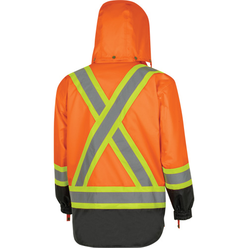 5056 Pioneer&reg; Yukon 7-in-1 Waterproof Winter Safety Parka, Polyester, Black/High Visibility Orange, X-Small Les Fournitures Industrielles Méga