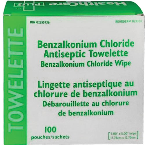 Serviette au chlorure de benzalkonium BZK, Serviette, Antiseptique Les Fournitures Industrielles Méga