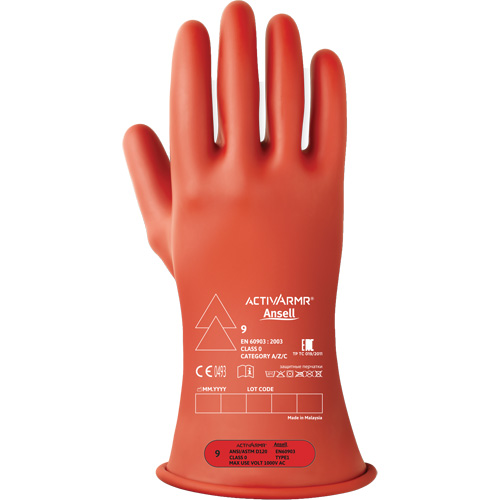 Gants &eacute;lectriques isol&eacute;s ultra l&eacute;gers ActivArmr RIG R011RUL, ASTM classe 0, Taille 11, 11" lo Les Fournitures Industrielles Méga