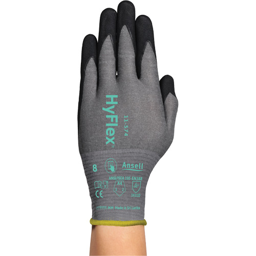 Gants r&eacute;sistants &agrave; la coupe HYFLEX 11-574, 2T-petit/5, Calibre 21, Rev&ecirc;tement Mousse de nitrile, ASTM ANSI niveau A4/EN 388 niveau D Les Fournitures Industrielles Méga