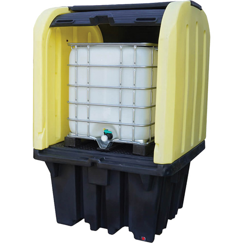 Yellow Roll Top Hardcover Spill Pallet, 65" L x 65" W x 101" H, 5000 lbs. Load Capacity Les Fournitures Industrielles Méga