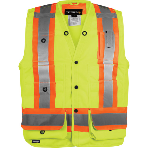High-Visibility Surveyor's Vest, High Visibility Orange, Small, Polyester Les Fournitures Industrielles Méga