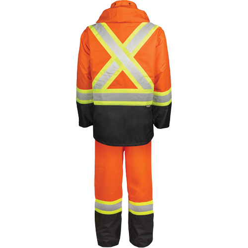 Ensemble de pluie haute visibilit&eacute; en tissu 150 deniers, Polyester, T-Grand, Orange haute visibilit&eacute; Les Fournitures Industrielles Méga